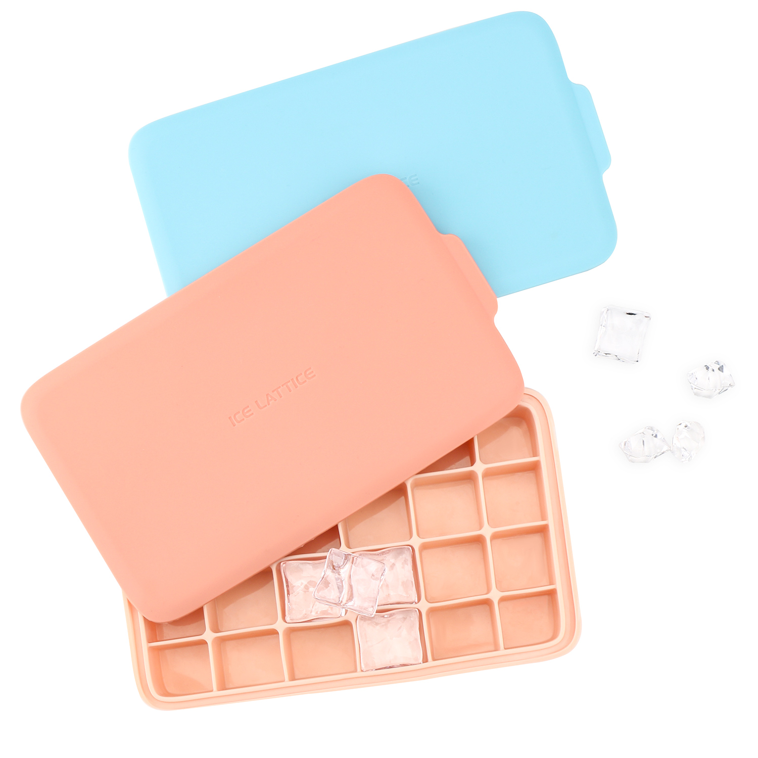 Ice Cube Trays 2Pack, Silicone 15-Square Ice Trays, Easy-Release Ice Cube  Molds with Lid for Drinks Cocktail Whiskey