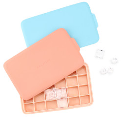 Ice Cube Trays, Beasea Silicone Ice Cube Molds with Lids, 24 Cubes Set of 2 Easy Release Cube Molds for Whiskey & Cocktails - Pink & Blue