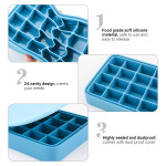 Ice Cube Trays, Beasea Silicone Ice Cube Molds with Lids, 24 Cubes Set of 2 Easy Release Cube Molds for Whiskey & Cocktails - Pink & Blue