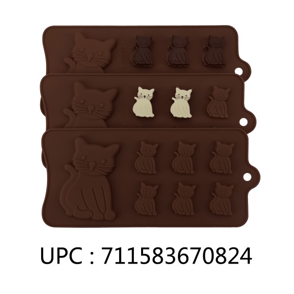  Beasea 3pcs Set of DIY 7-Cavity Silicone Molds Candy Making Chocolate Mold Cat Shape Silicone Mold for Fondant Ice Jello Cake Decoration Baking Tools 