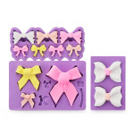  Beasea 3pcs Bow Bowknot Silicone Mold Candy Sugar Craft Fondant DIY Gumpaste Cake Decoration Cupcake Decorating Toppers Clay Purple 