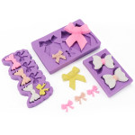  Beasea 3pcs Bow Bowknot Silicone Mold Candy Sugar Craft Fondant DIY Gumpaste Cake Decoration Cupcake Decorating Toppers Clay Purple 