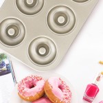 Donut Pan Set of 2, Beasea Nonstick Donut Baking Pans, Carbon Steel Donut Mold, Donut Baking Tray Bagels Mold for 6 Donuts