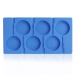 6 Cavity Round Lollipop Mold,Hard Candy Molds DIY Lollipop Silicone Cake Chocolate Molds Fondant Ice Ball and Handmade Soap Maker Kitchen Tray Blue with 50 Lollipop Sticks 