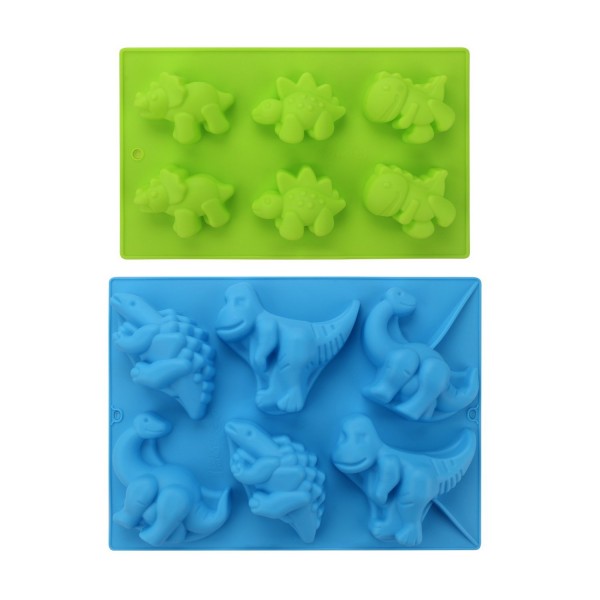  Beasea (2 Pack) Silicone Dinosaur Molds 3D Cake Mold Perfect for Dinosaur Gummies, Chocolates, Ice Cube Cake Decorations Baking Tools 