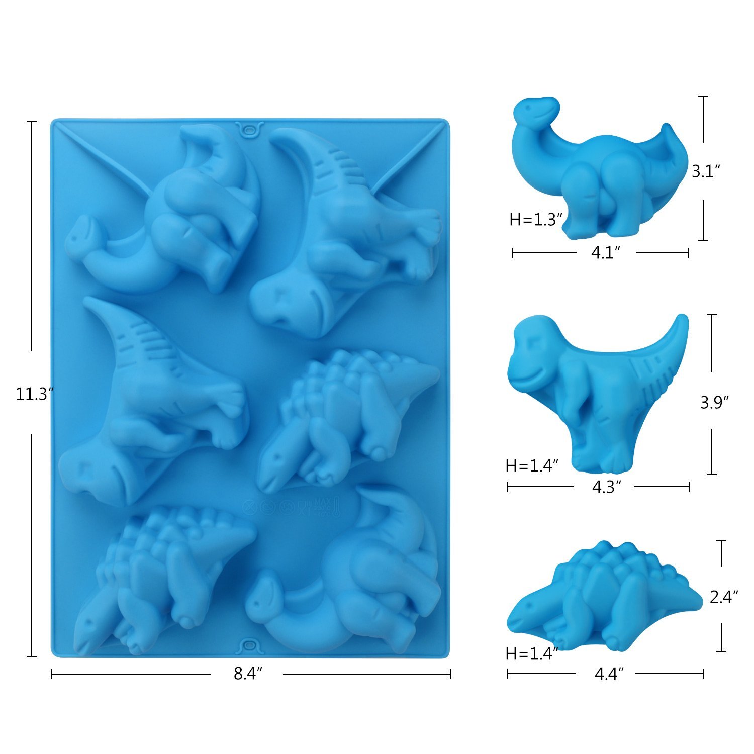 Beasea Dinosaur Soap Mold, 2 Pack Jello 3D Silicone Mat Mini Chocolate Cake  Fondant Candy Cookie Baking Making Clay Ice DIY Hard Resin Gummy Cube Tray