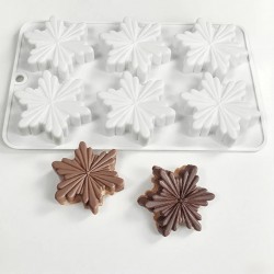 Snowflake Chocolate Mold 6-Cavity, 3D Silicone Mold for Mousse Candy Desserts, Fondant, Soap, Candle, Christmas Decor